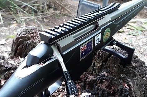 Waters Rifleman Tikka T3 rifle fitted with a WR Tactical bolt handle and ADJUSTABLE knob.  Extended offers more leverage and cycle speed.