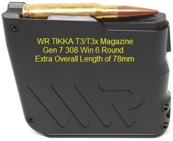 Tikka T3 T3x Lithgow Crossover LA102 Waters Rifleman Magazine 308 708 260 6.5 Creedmoor 243 6XC 6 Round 6 shot extra extended long overall length