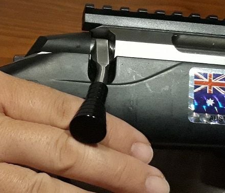 Waters Rifleman Tikka T3 BOLT KNOB WOUND IN to same length as factory T3, but with more leverage due to knob shape.