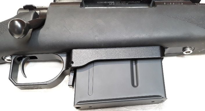 Waters Rifleman precision bottom metal long action floorlate trigger guard drop in for Howa 1500 3006 300 Win Mag AICS design mags reliable feeding.