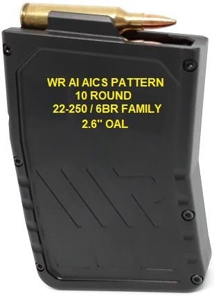AICS Waters Rifleman Magazine 22-250 10 Round 2.6" OAL Howa cut-out fitting ready